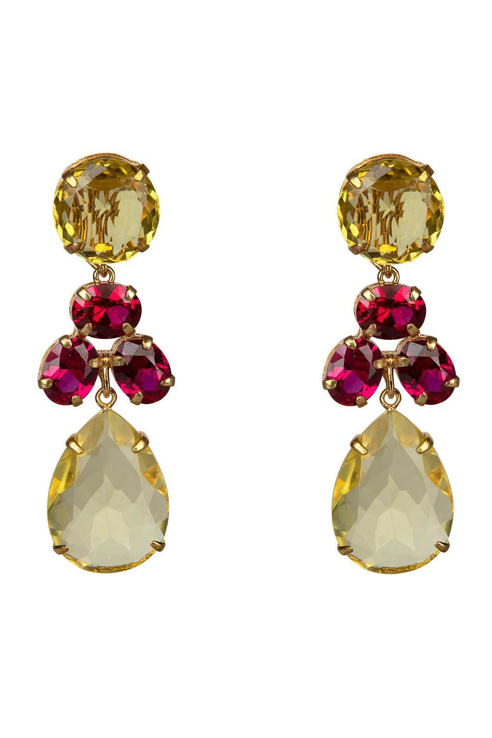 Lemon Fuchsia Quartz Dione Earrings