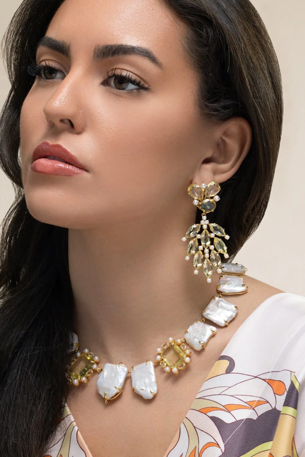 Lemon Quartz Pearl Adeline Earrings - Image 2