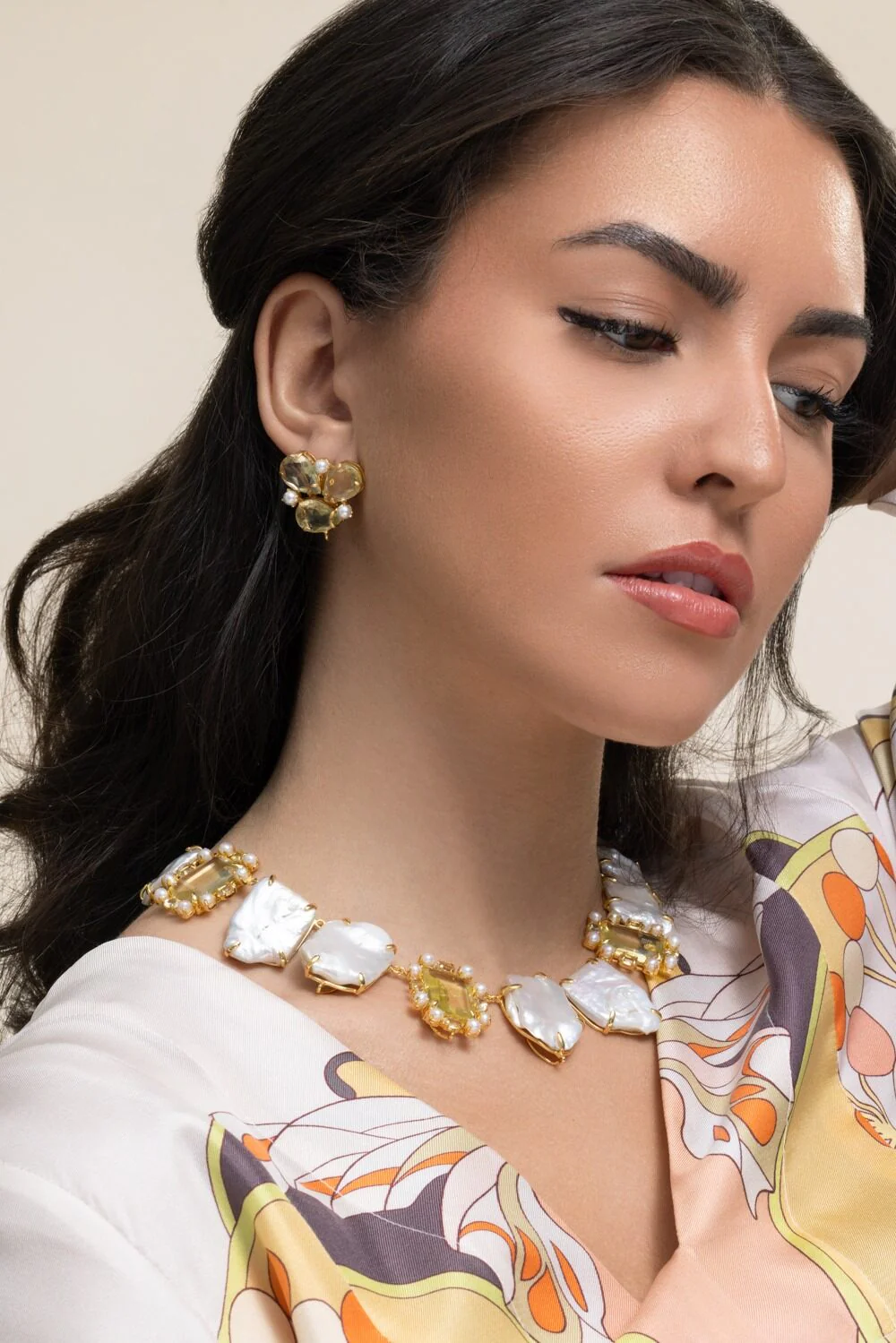 Lemon Quartz Pearl Adeline Earrings - Image 4