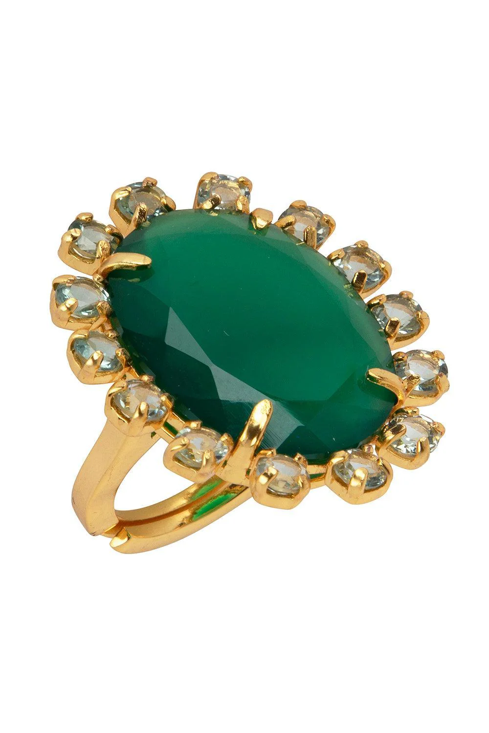 Onyx Amethyst Green Oval Ring