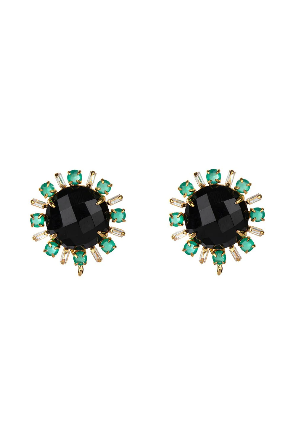 Onyx Quartz Button Earrings