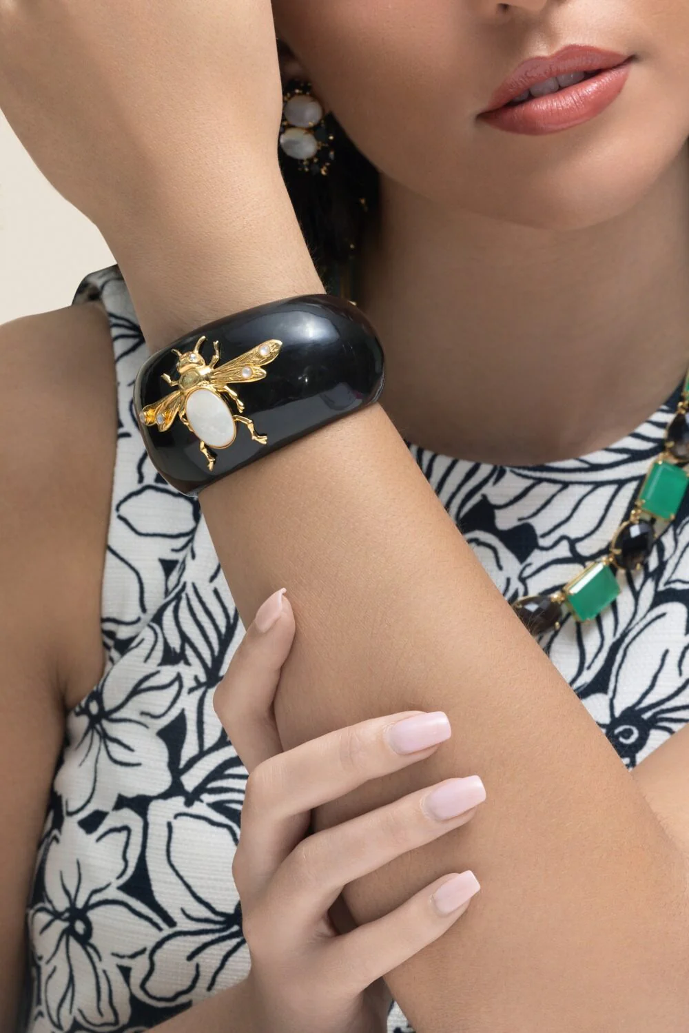 Pearl Bee Horn Cuff Bracelet - Image 2