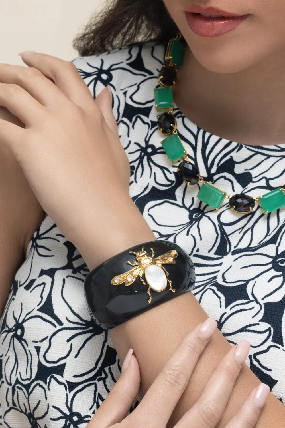 Pearl Bee Horn Cuff Bracelet - Image 4