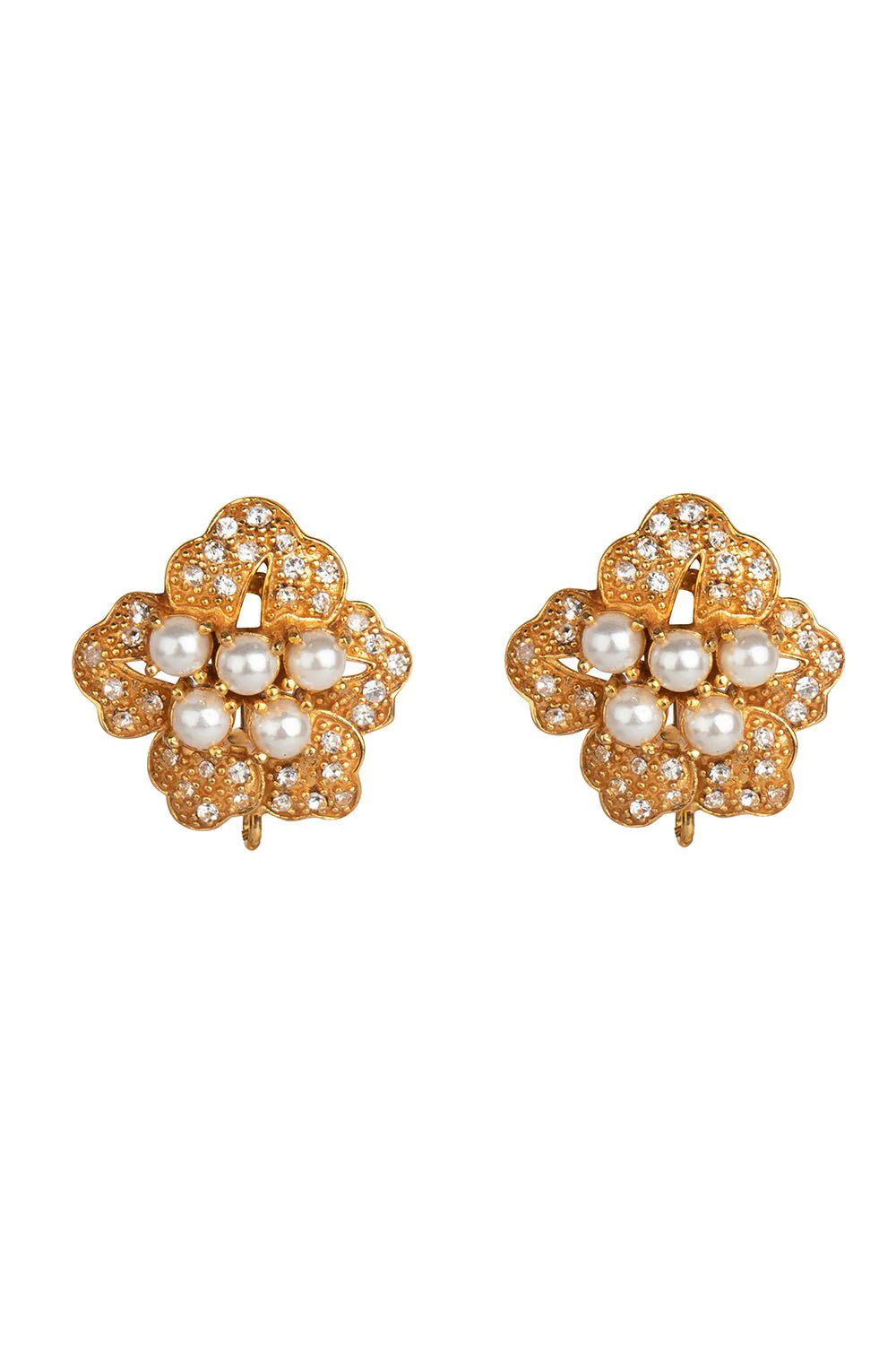 Pearl Topaz Flower Earrings - Image 3