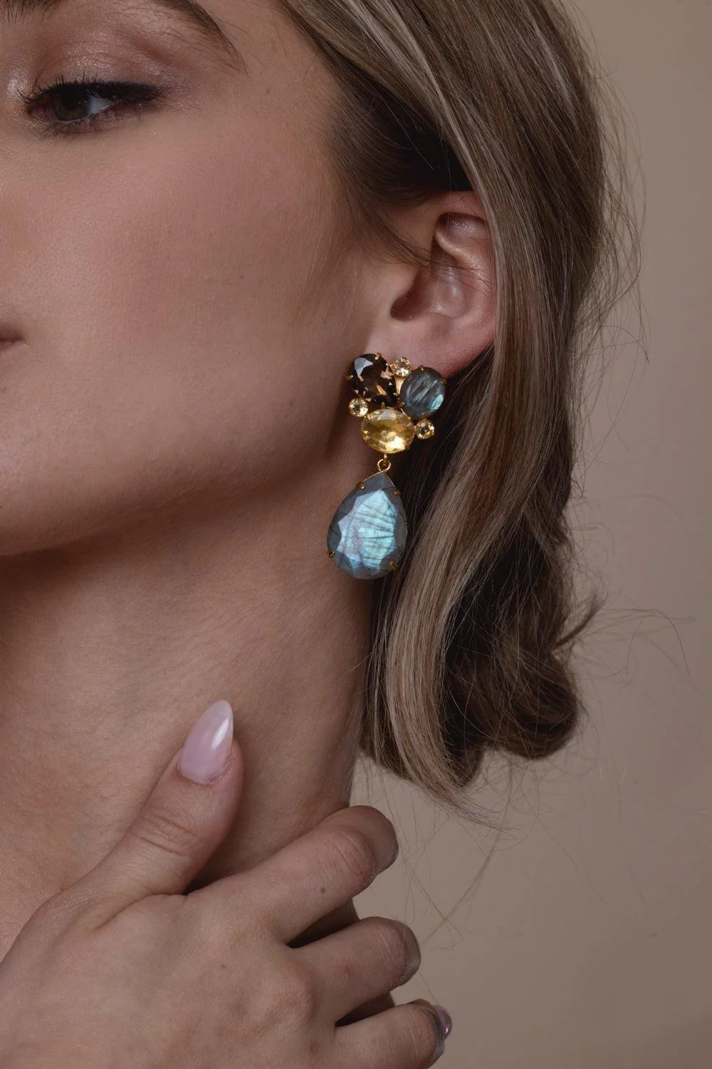 Quartz Labradorite Earrings - Image 3