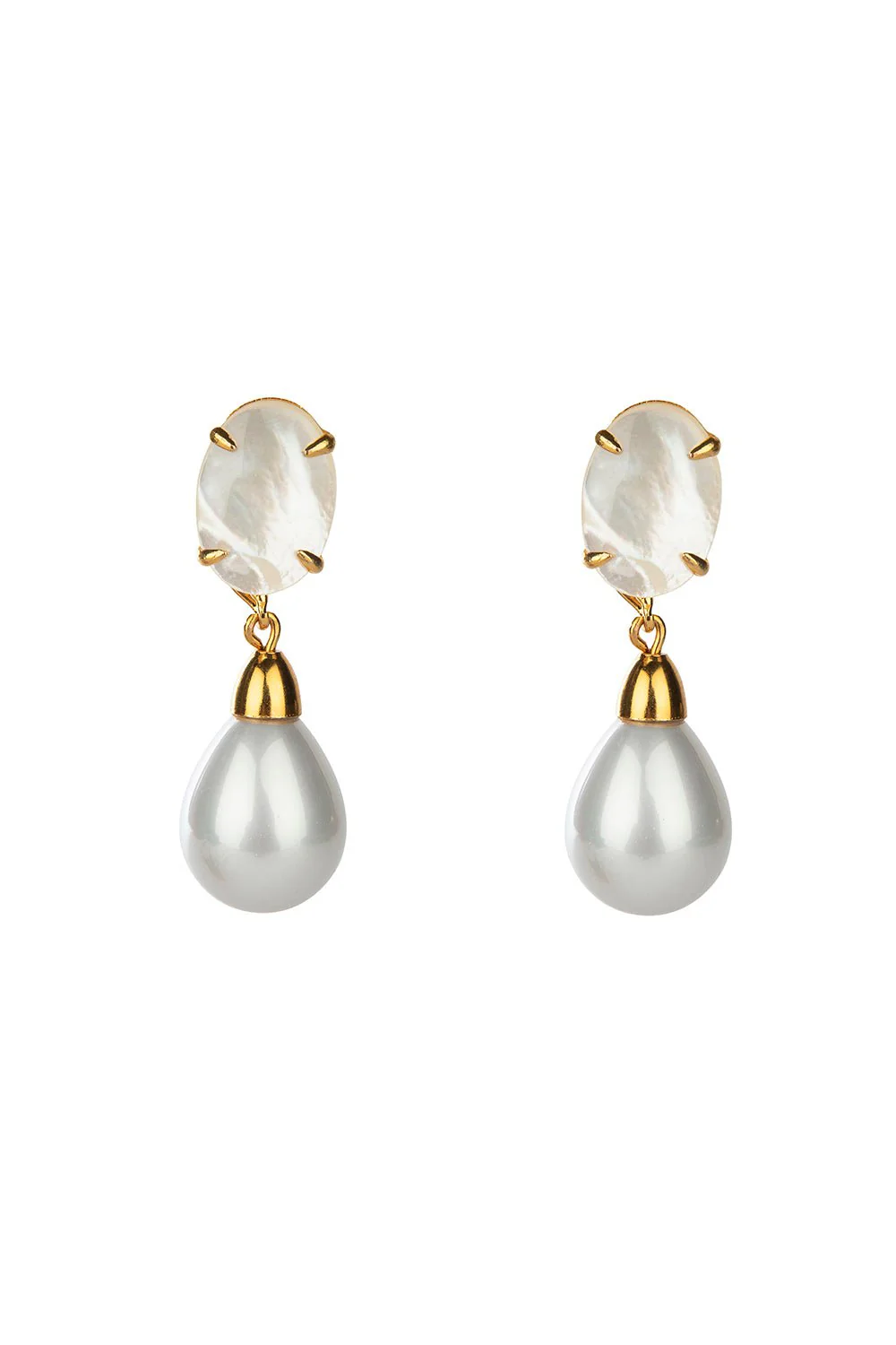 Quartz Pearl Three Drop Earrings - Image 3