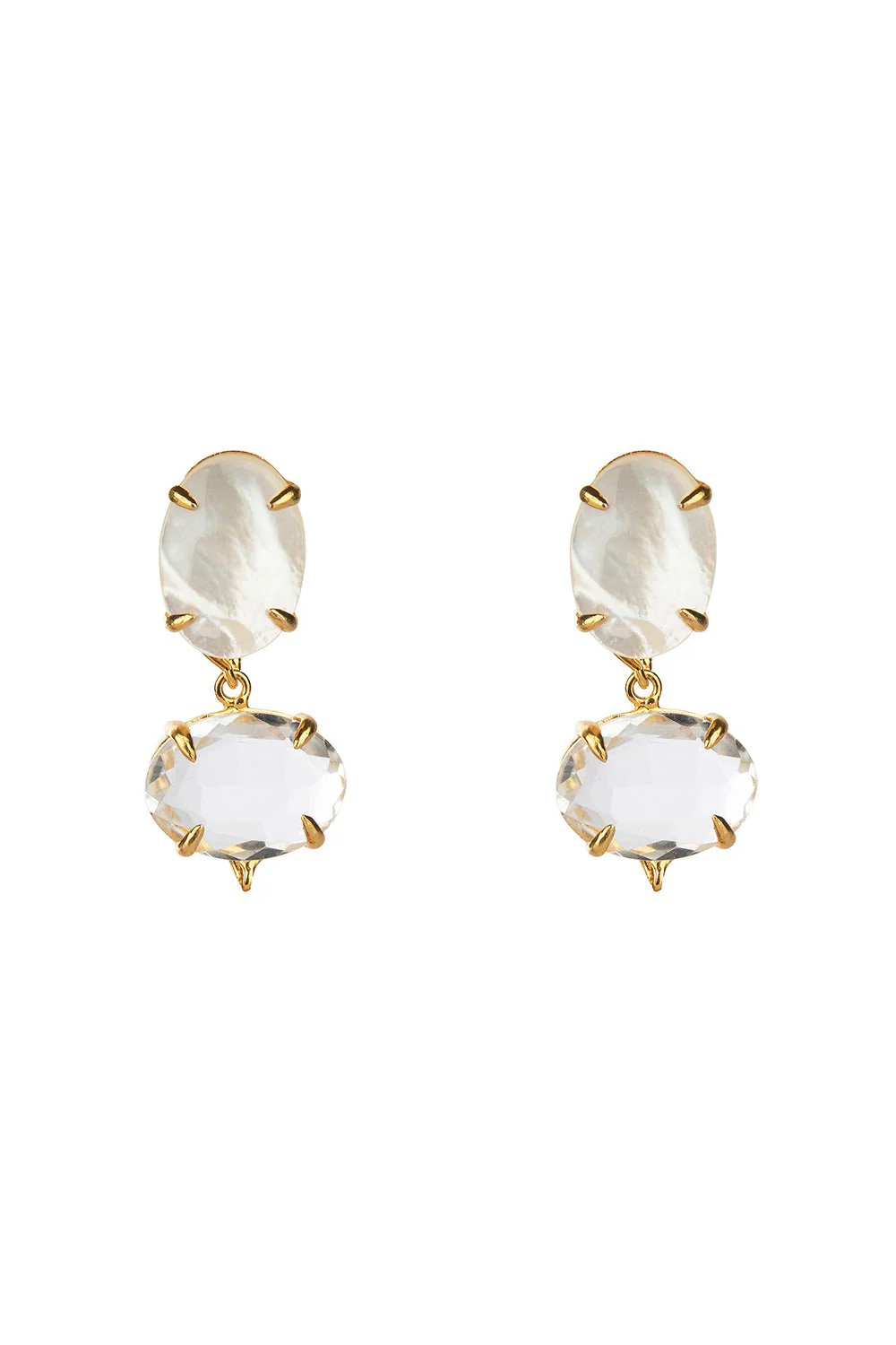 Quartz Pearl Three Drop Earrings - Image 4