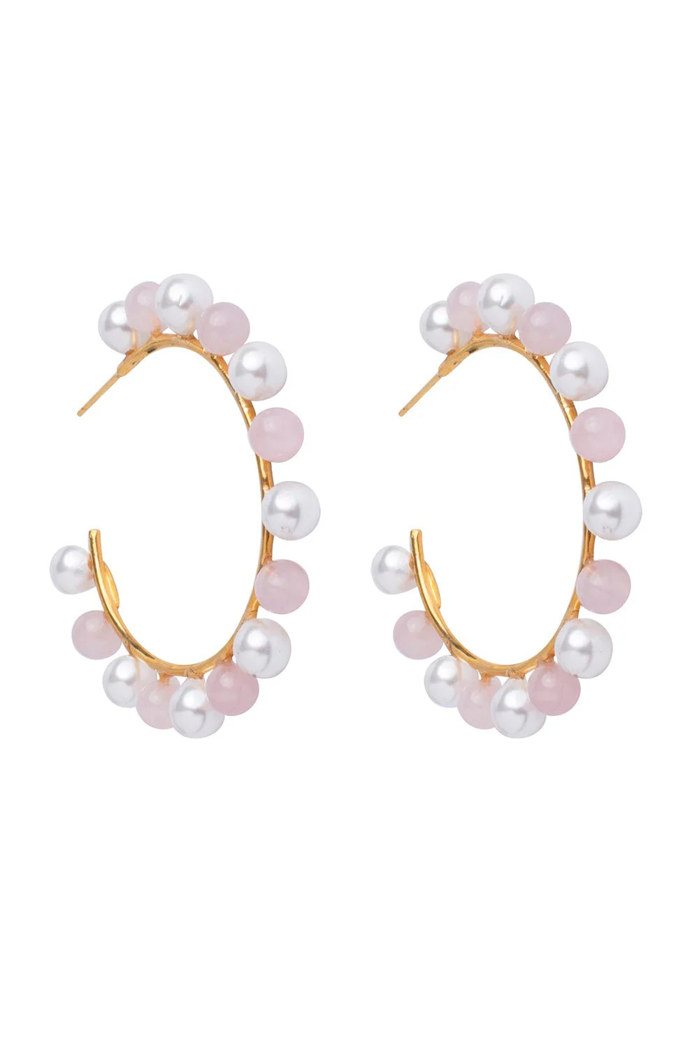 Rose Quartz Pearl Hoop Earrings