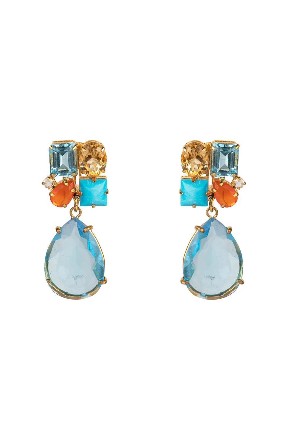 Turquoise Citrine Cluster Earrings
