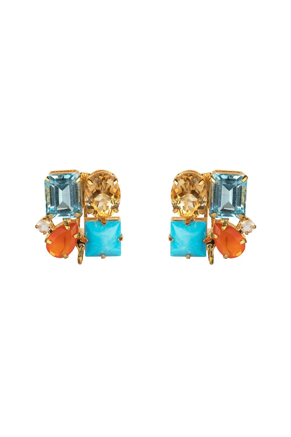 Turquoise Citrine Cluster Earrings - Image 5