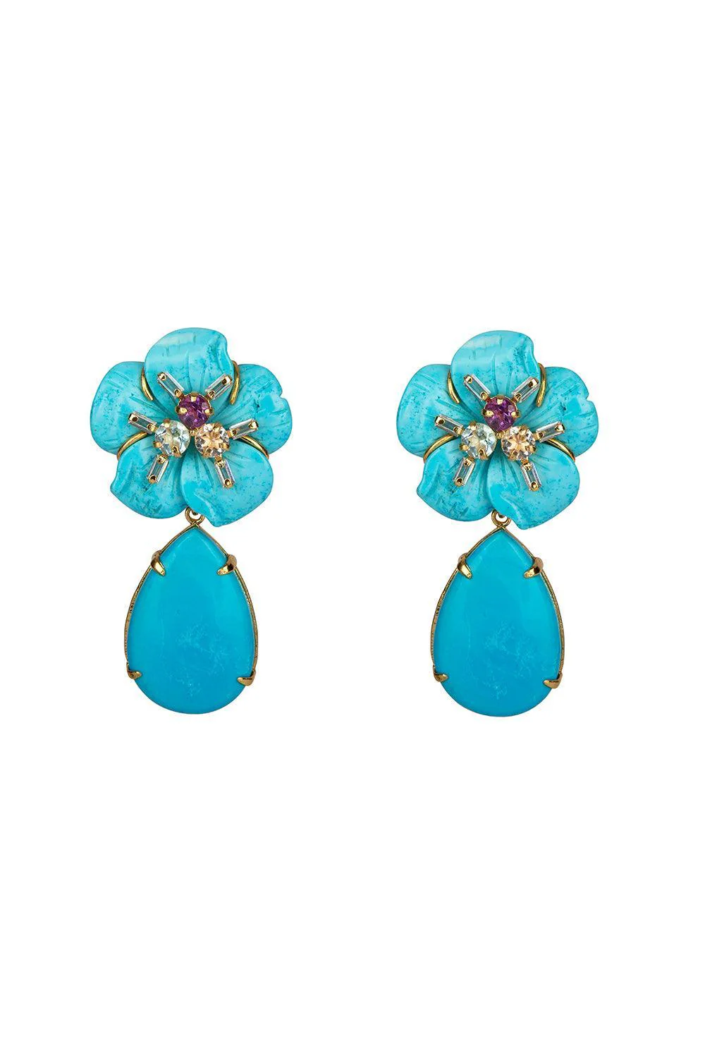 Turquoise Flower Drop Earrings