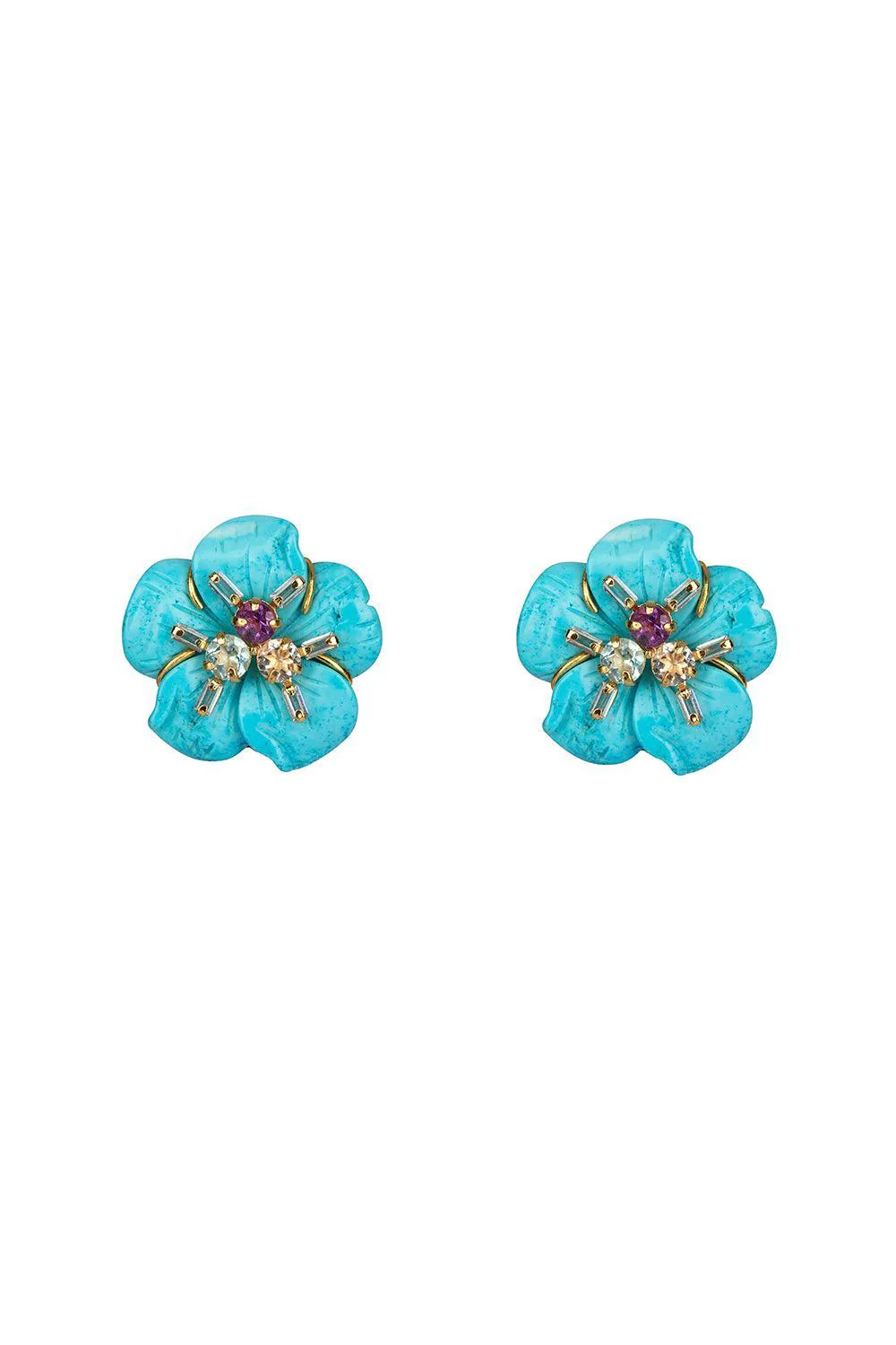 Turquoise Flower Drop Earrings - Image 4