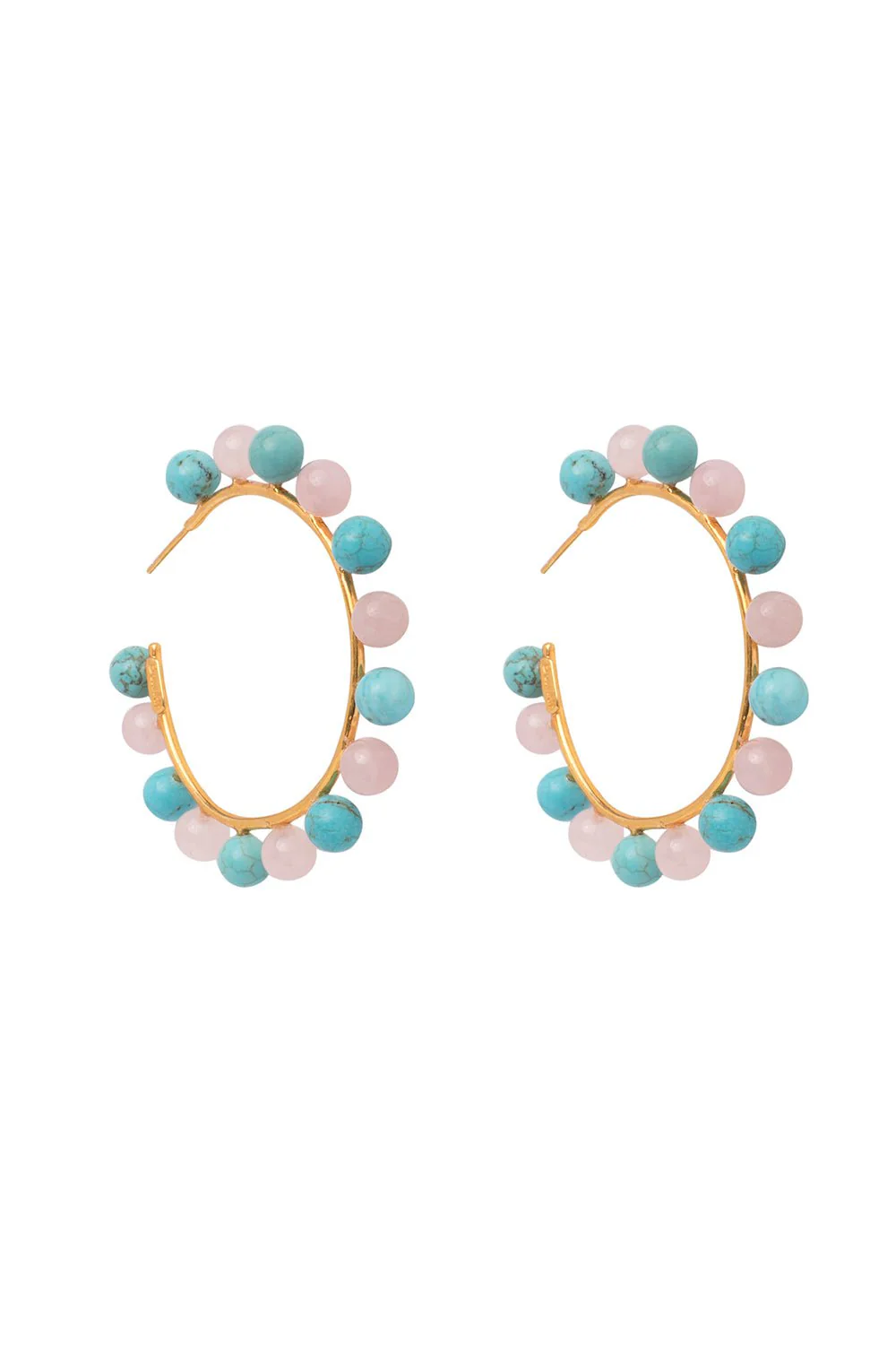 Turquoise Rose Quartz Hoop Earrings