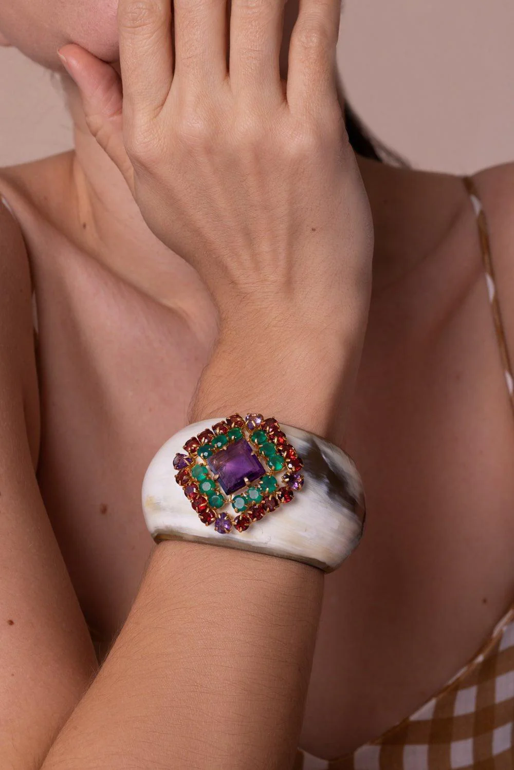White Horn Cuff Bracelet - Image 3