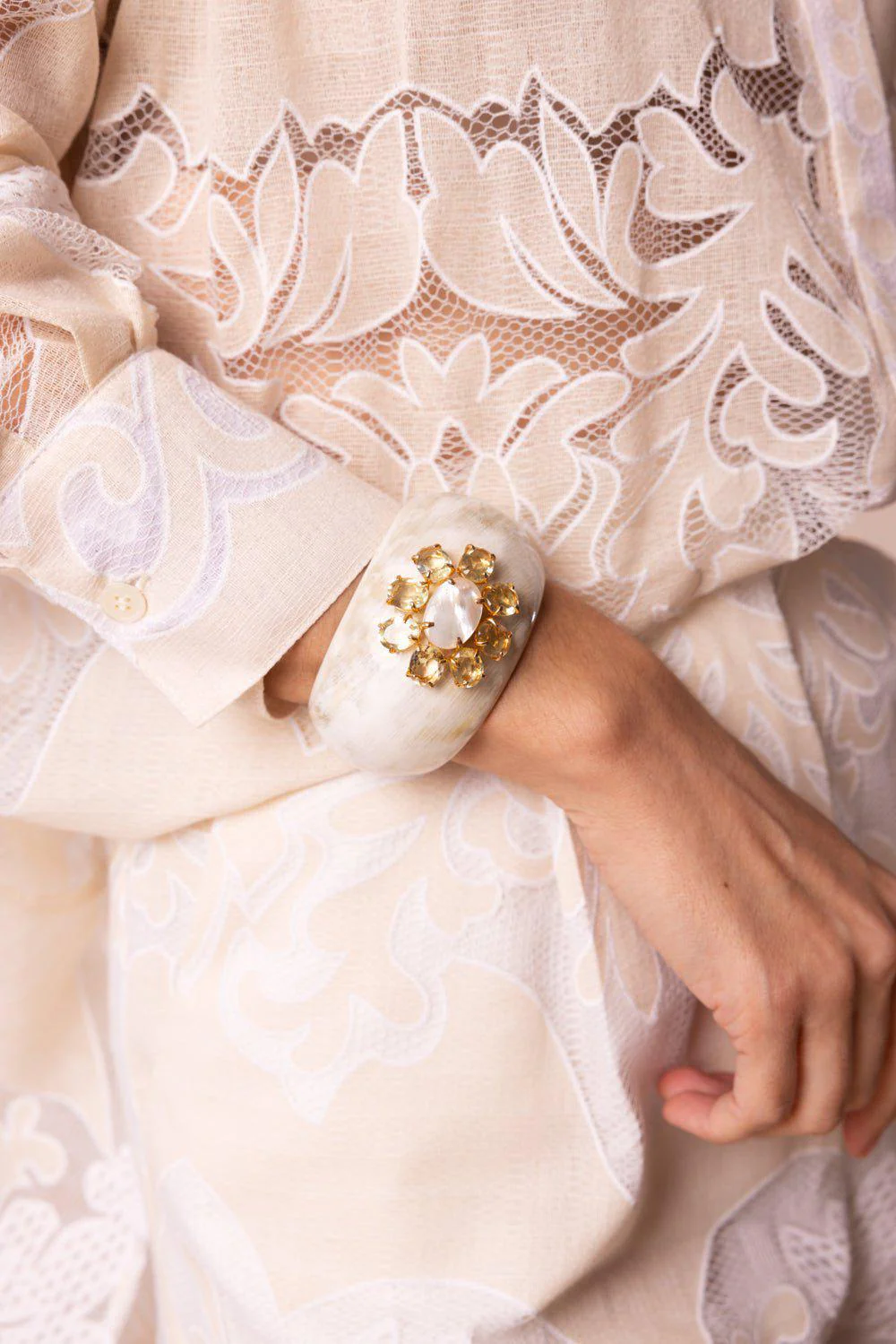White Horn Dome Cuff Bracelet - Image 3