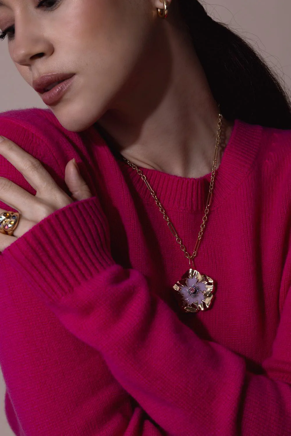 Large Hibiscus Pendant Necklace - Image 4
