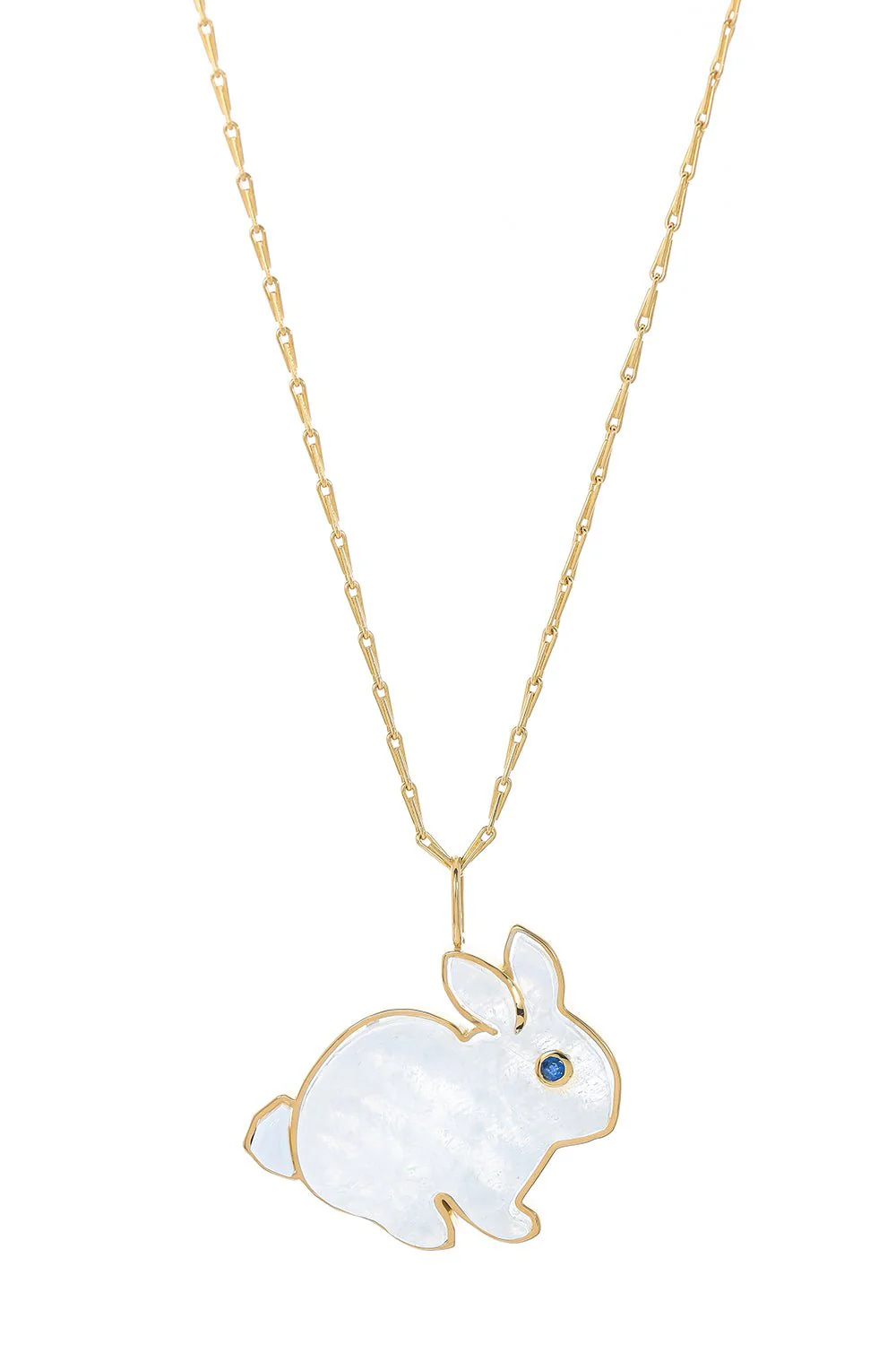 Large Moonstone Bunny Pendant Necklace