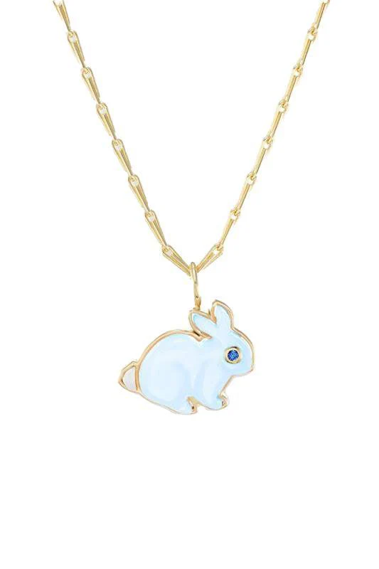 Small Moonstone Bunny Pendant Necklace