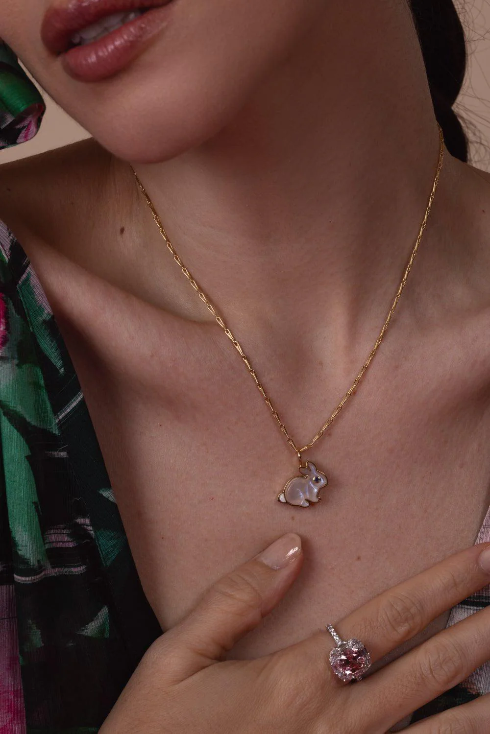 Small Moonstone Bunny Pendant Necklace - Image 3