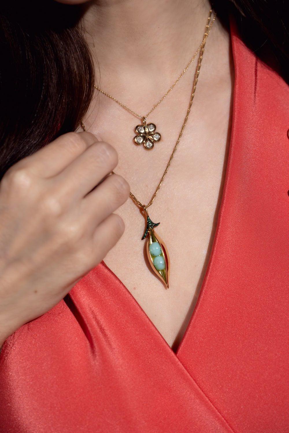 Two Sweet Peas Pendant Necklace - Image 2