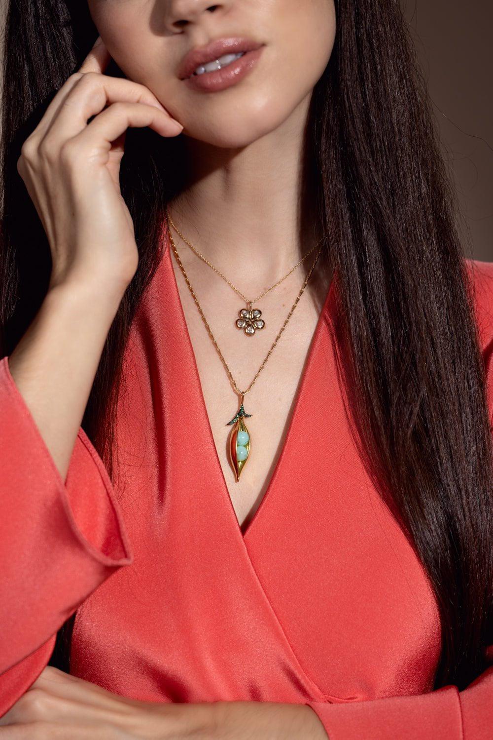 Two Sweet Peas Pendant Necklace - Image 4