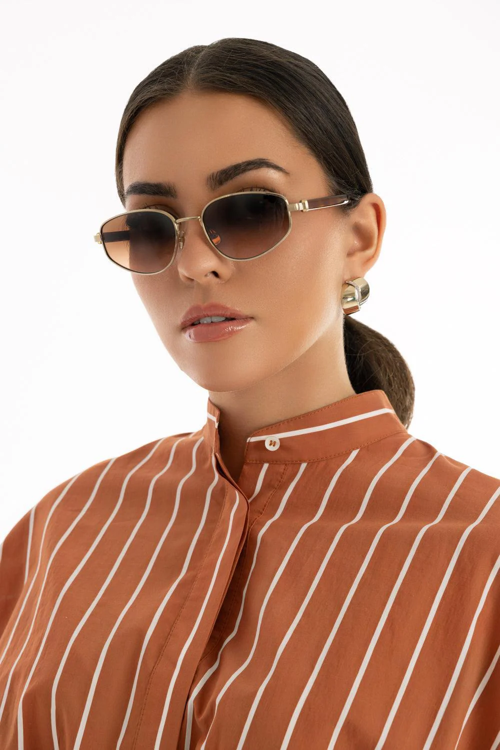 Angled Lens Sunglasses - Orange - Image 2