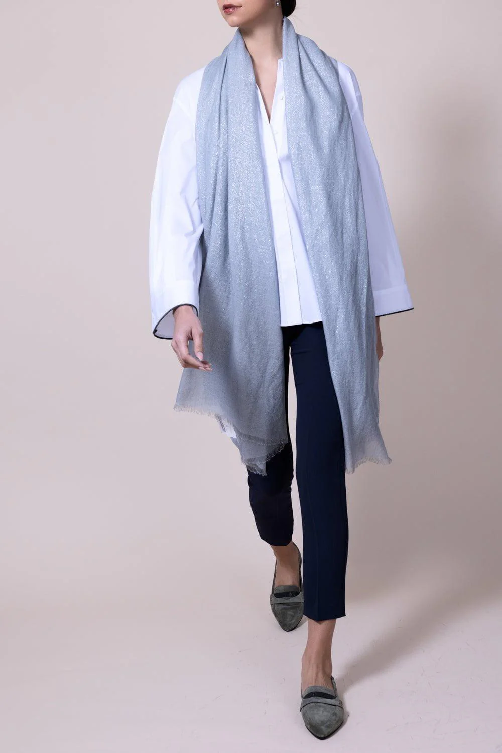 Cashmere Silk Lurex Scarf - Peltro - Image 3