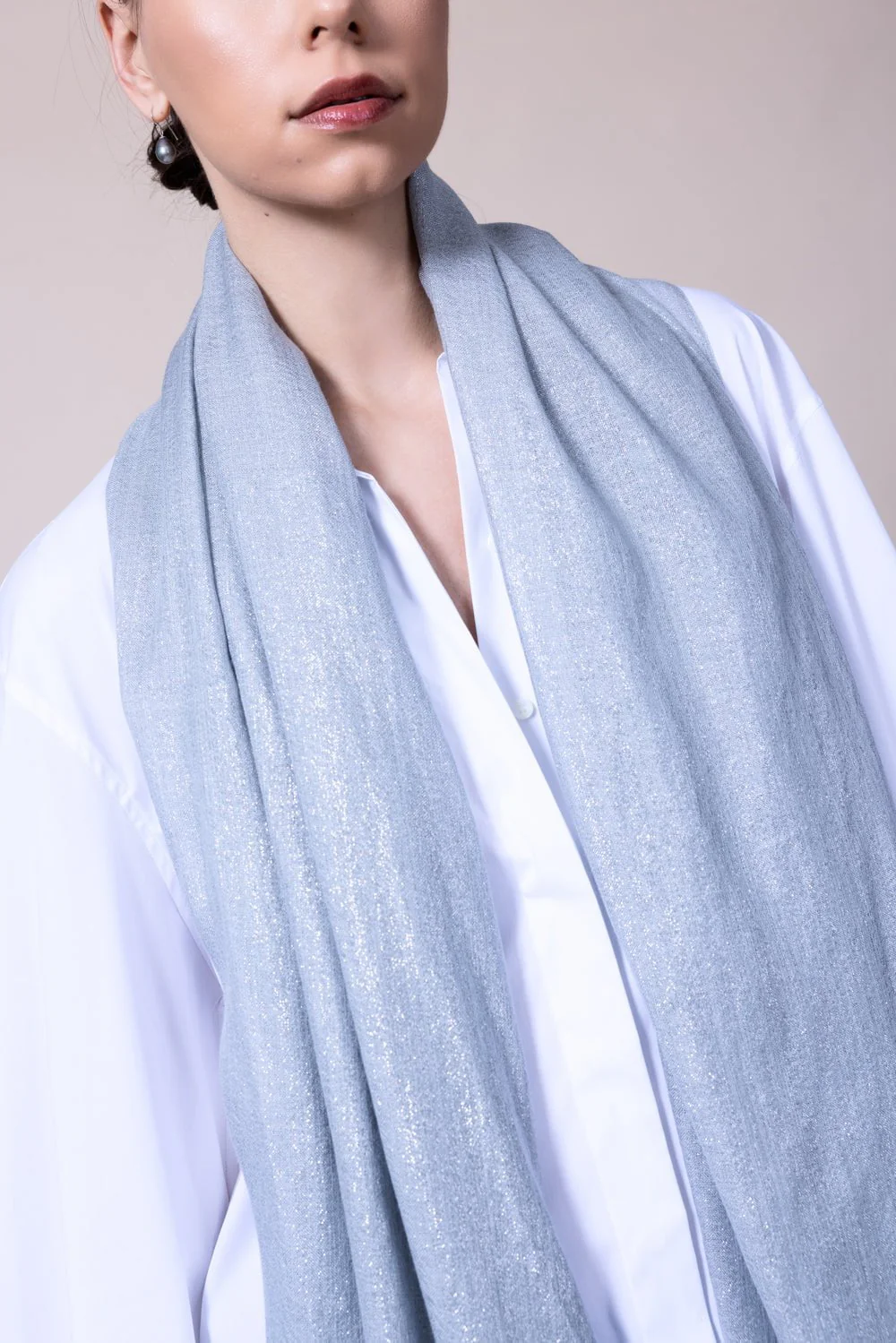 Cashmere Silk Lurex Scarf - Peltro - Image 4
