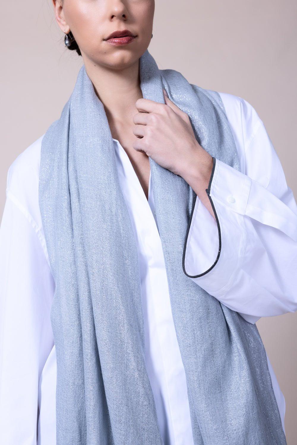Cashmere Silk Lurex Scarf - Peltro - Image 5