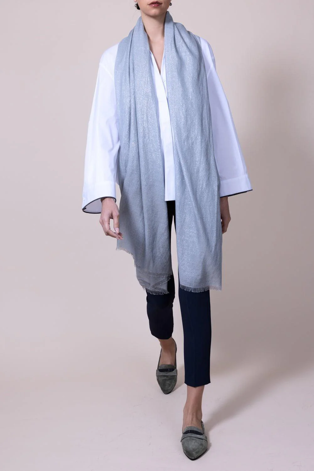 Cashmere Silk Lurex Scarf - Peltro - Image 6