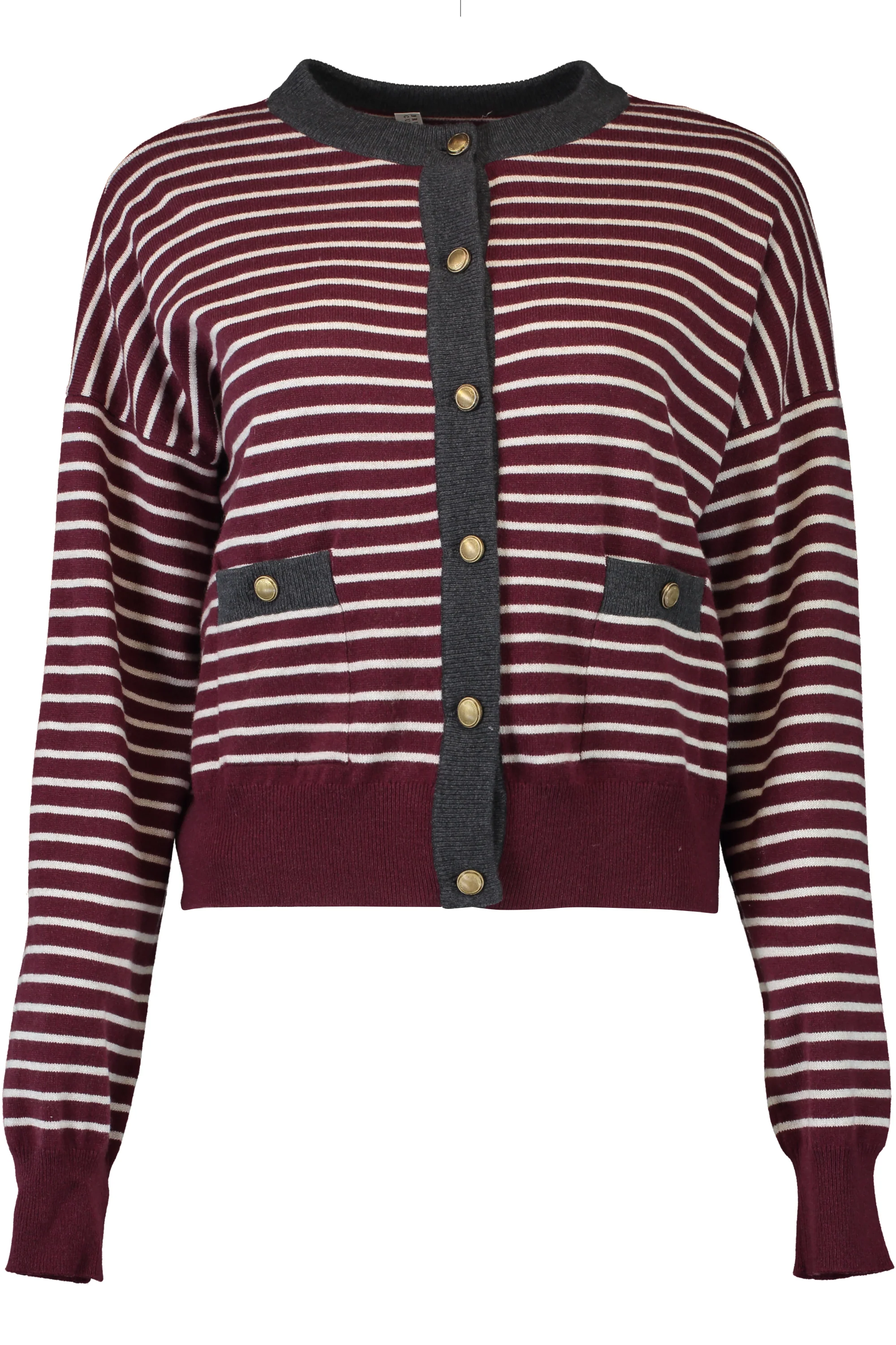 Contrast Trim Striped Cardigan