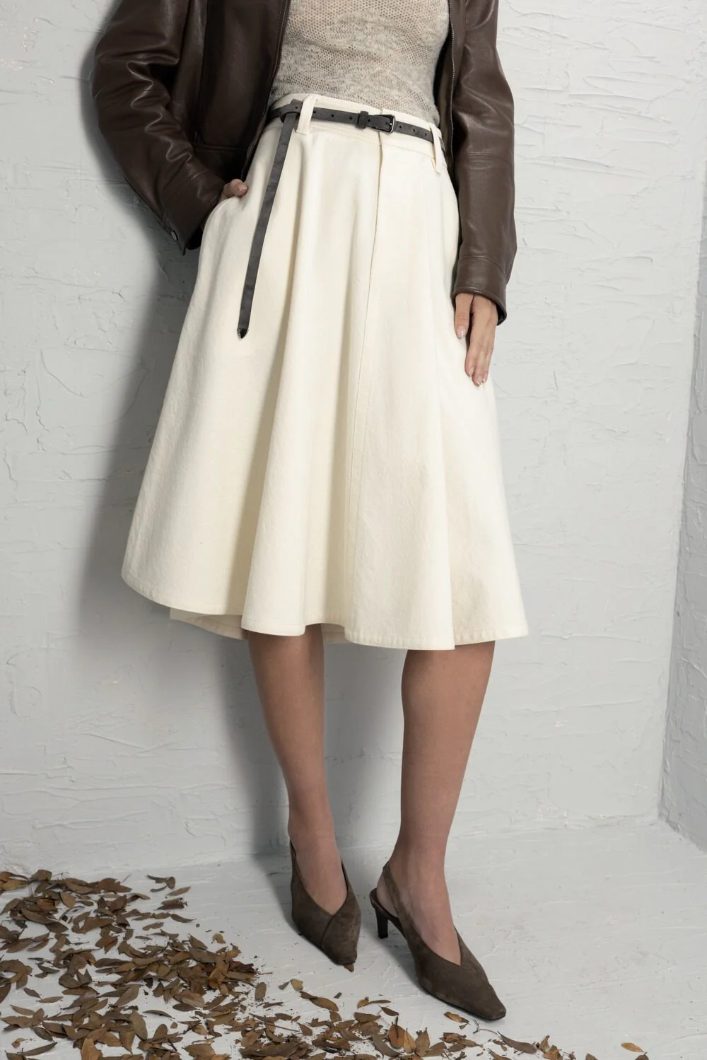 Creased A-Line Midi Skirt - Image 2