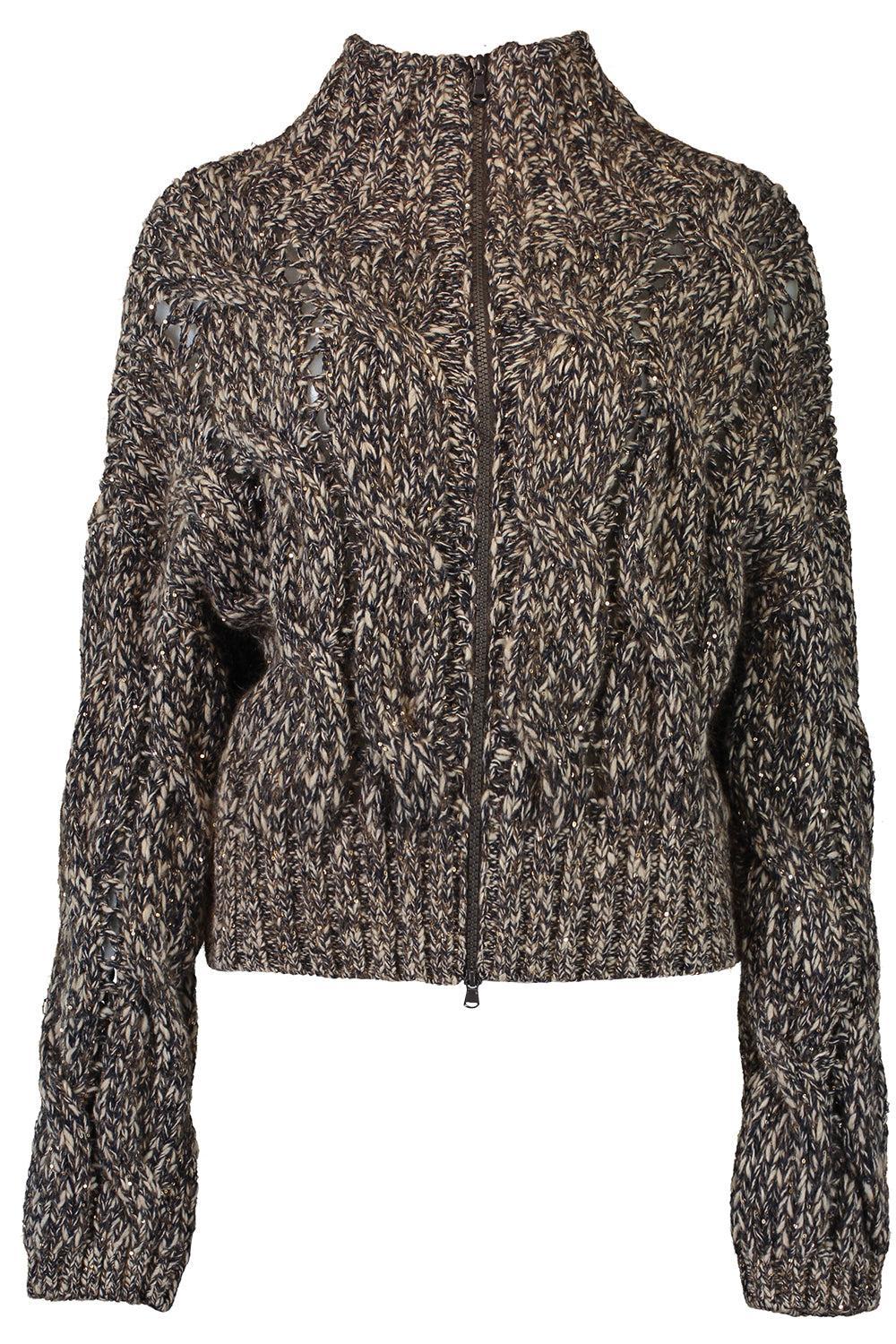 Dazzling Cable Knit Zip Cardigan