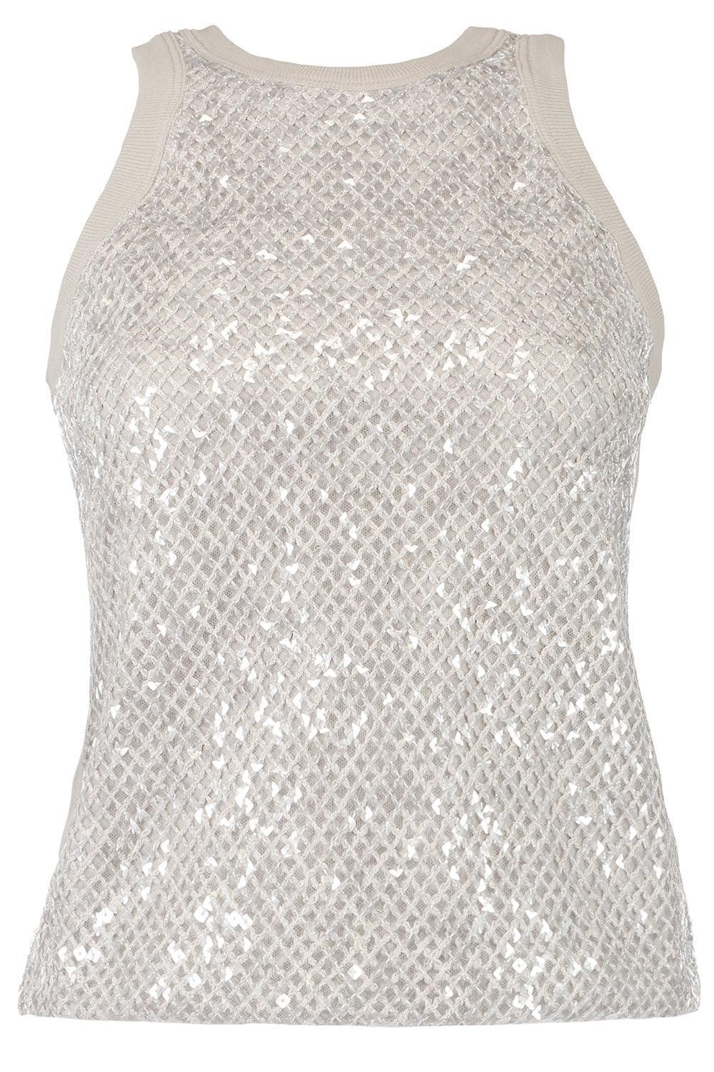 Dazziling Embroidered Tank - Warm White
