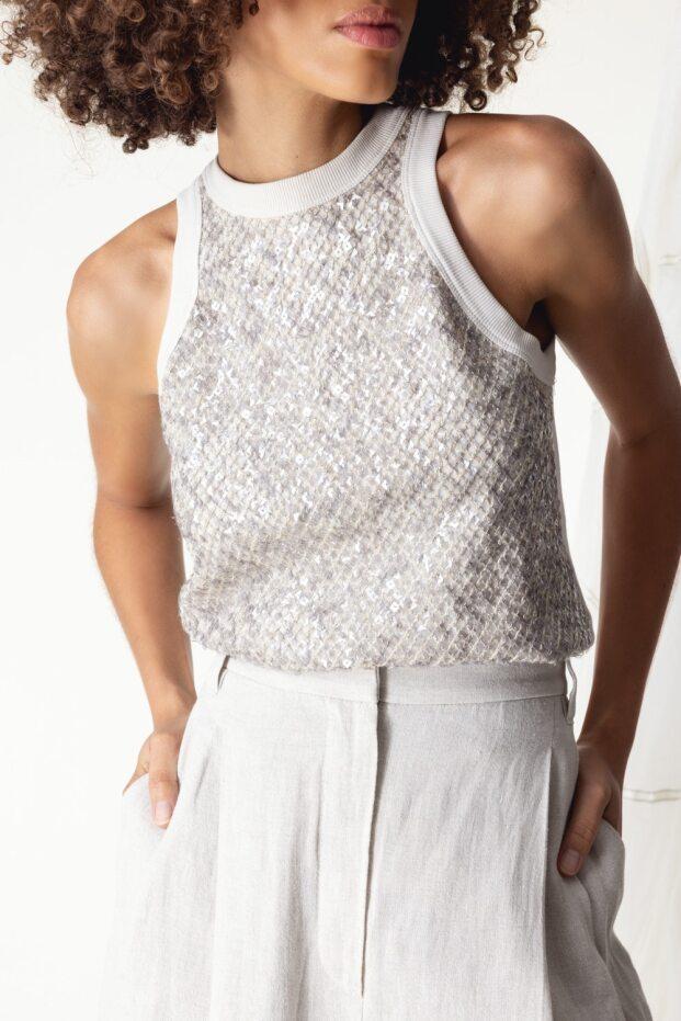 Dazziling Embroidered Tank - Warm White - Image 2