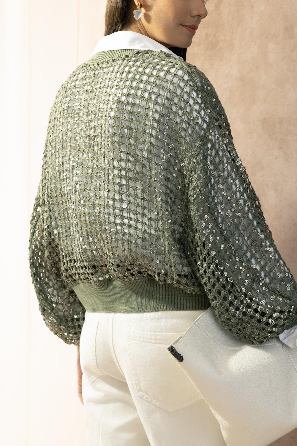 Dazzling Net Embroidered Cardigan - Image 4