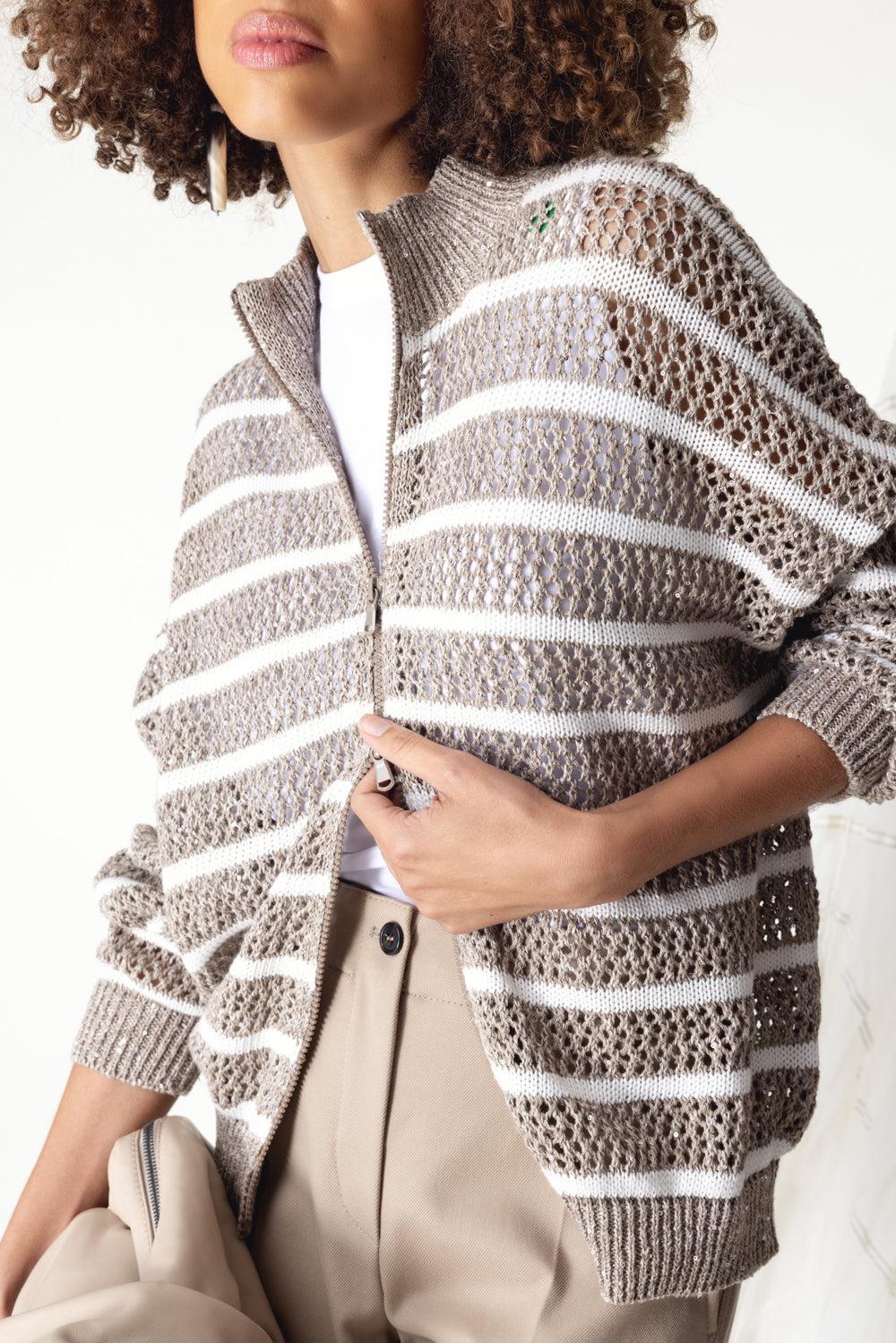 Dazzling Striped Net Cardigan - Image 3