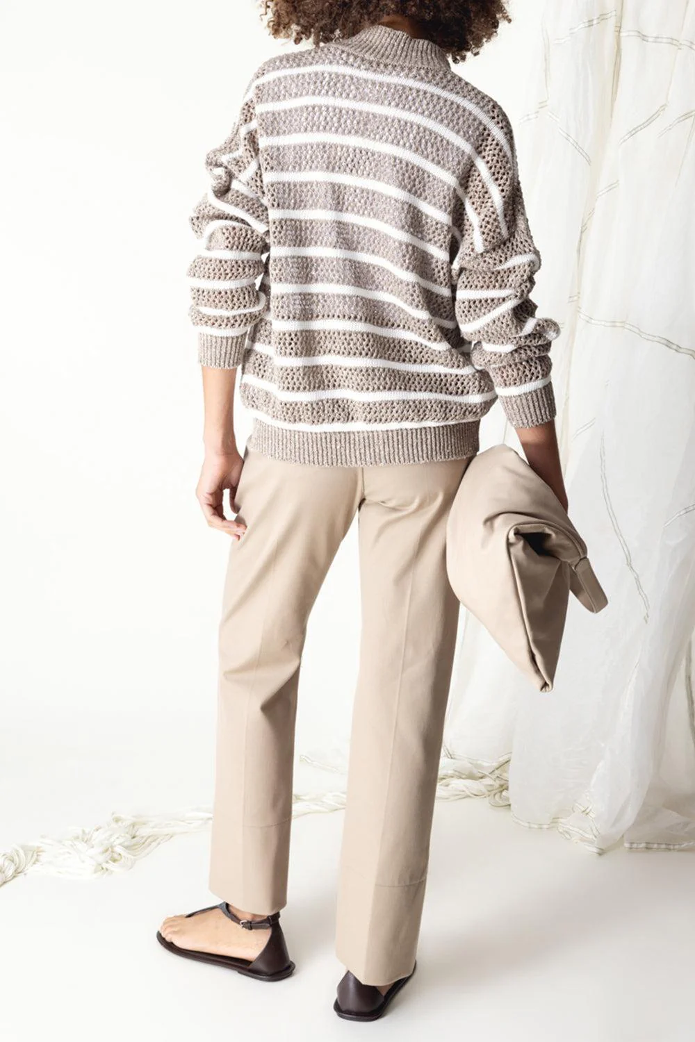 Dazzling Striped Net Cardigan - Image 4