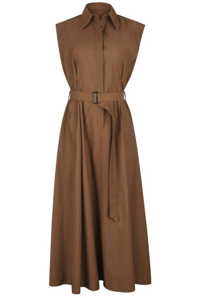 Diagonal Shirt Dress - Leather