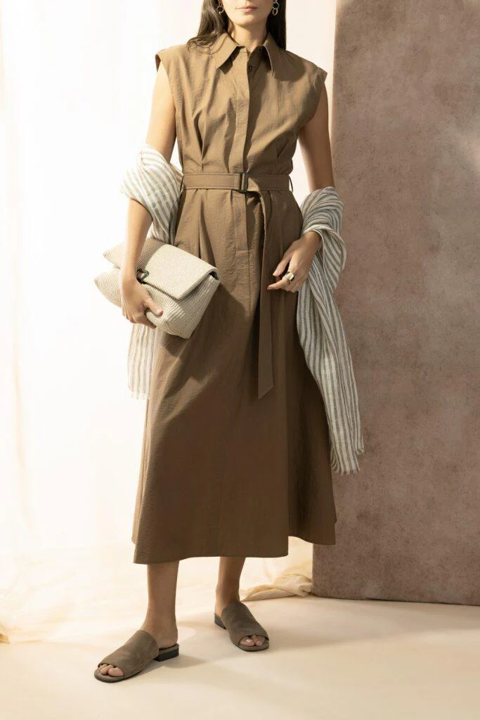 Diagonal Shirt Dress - Leather - Image 2
