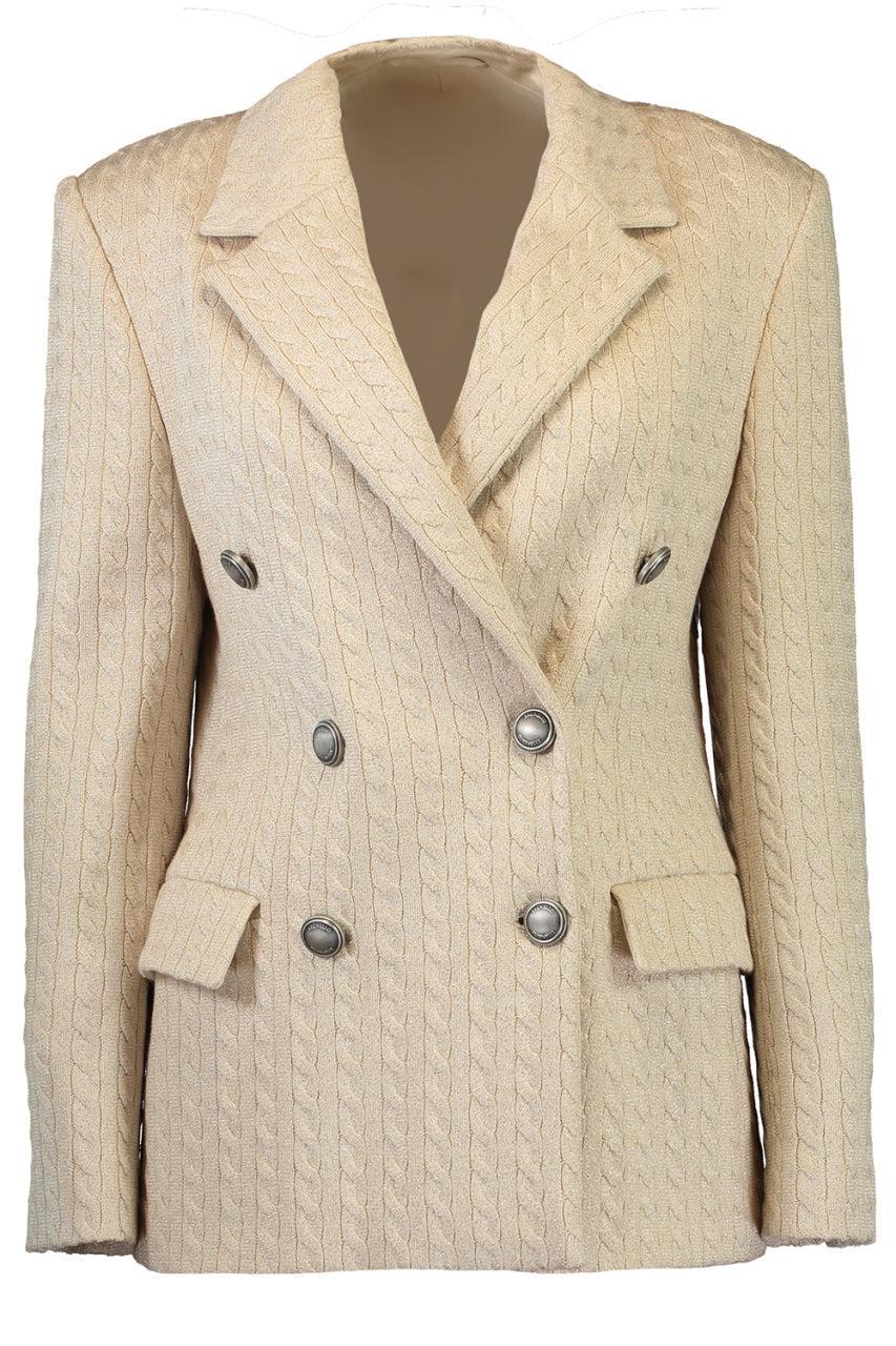 Double Breasted Knit Sparkling Blazer