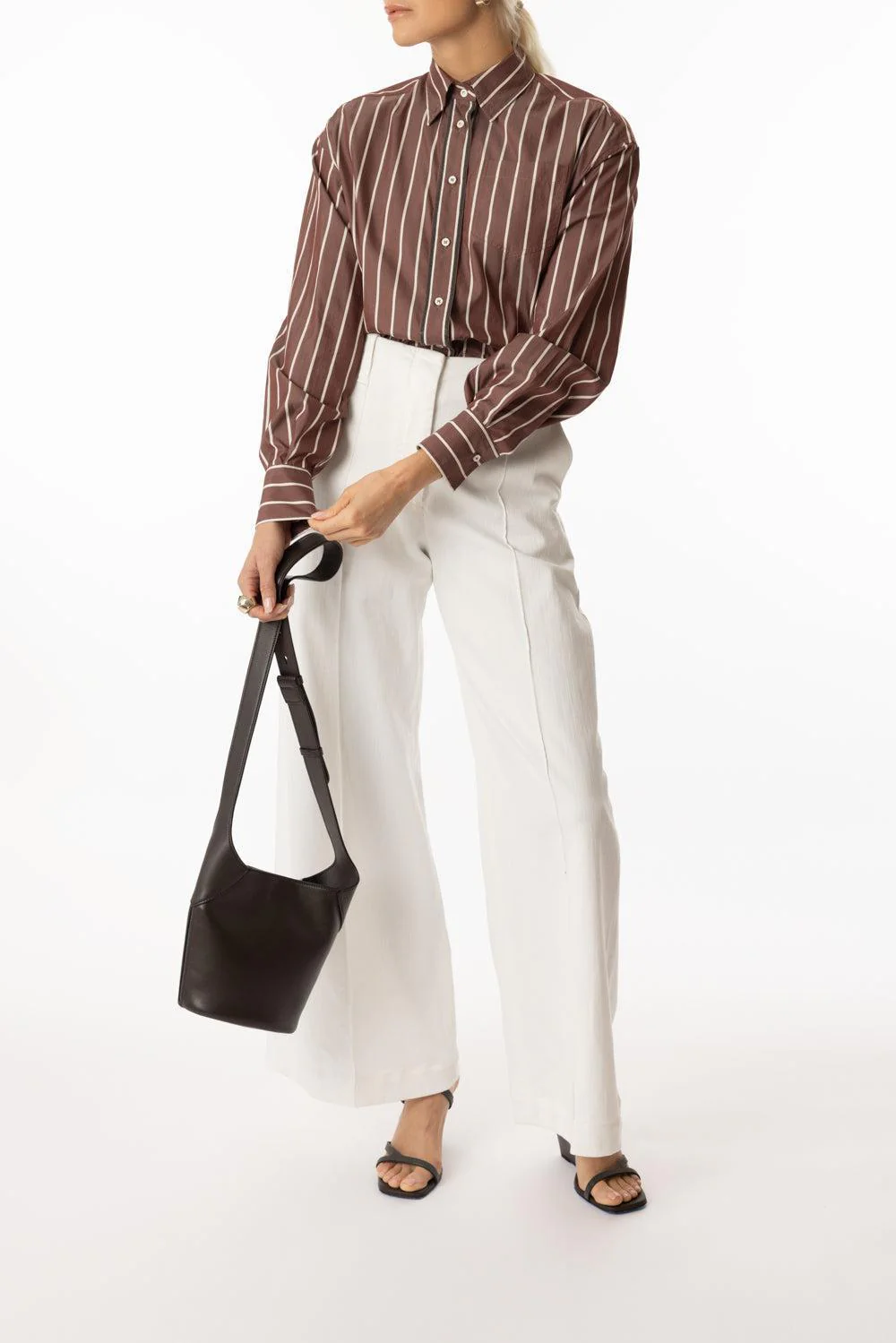 Double Monili Trim Wide Stripe Blouse