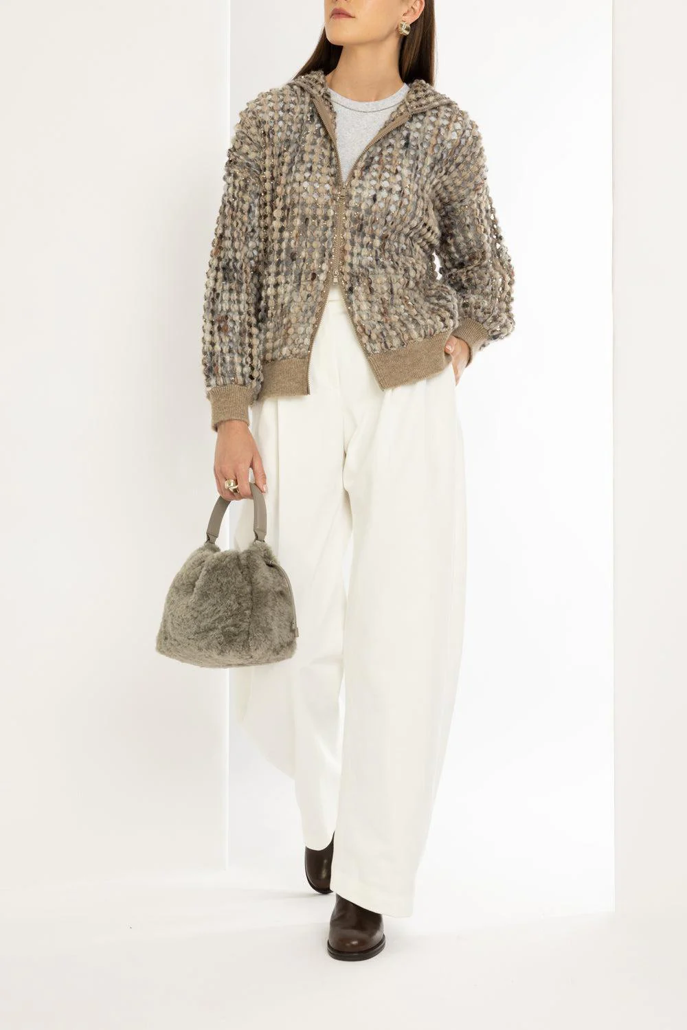 Embroidered Balloon Net Cardigan - Image 2
