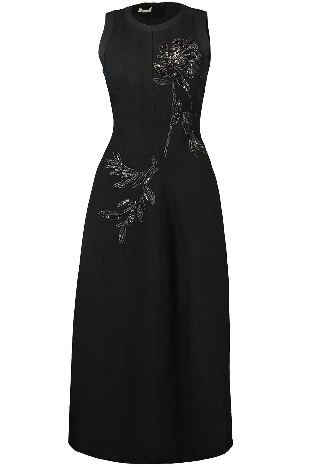 Embroidered Magnolia Flower Structured Dress