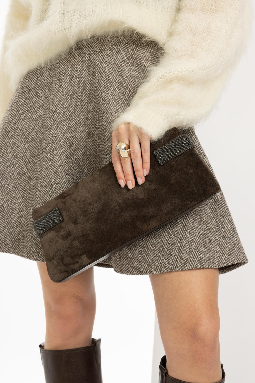 Essence Pouch Bag - Chocolate Suede