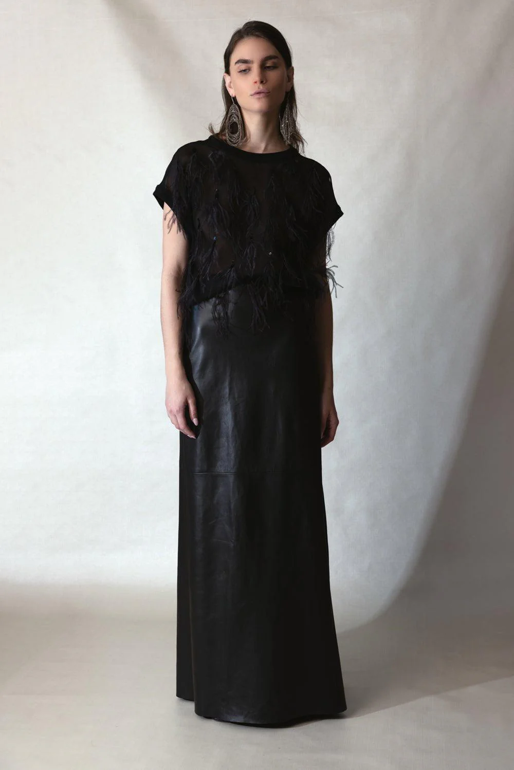 Feather Embellished Blouse - Black - Image 3
