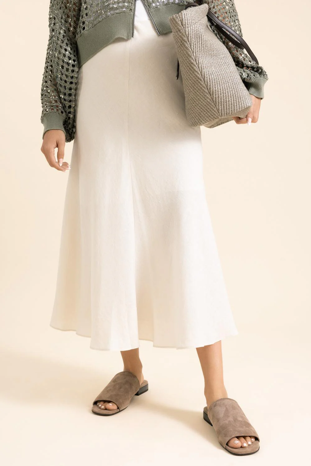 Fit And Flare Midi Skirt - Coconut Milk - Image 3
