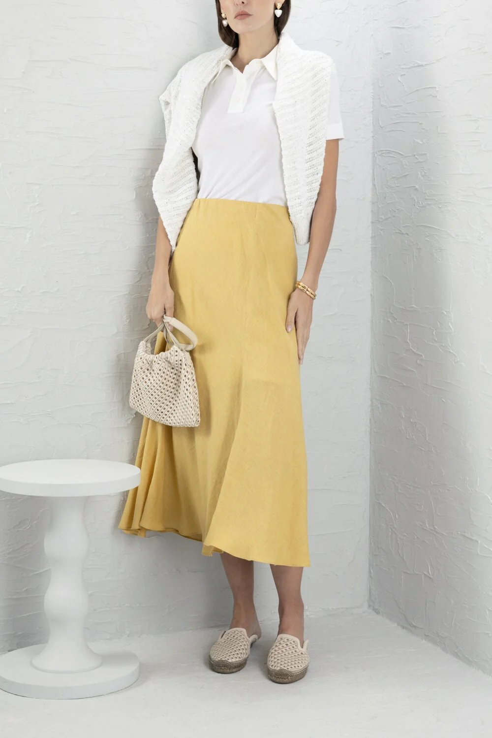 Fit And Flare Midi Skirt - Sun Yellow - Image 2