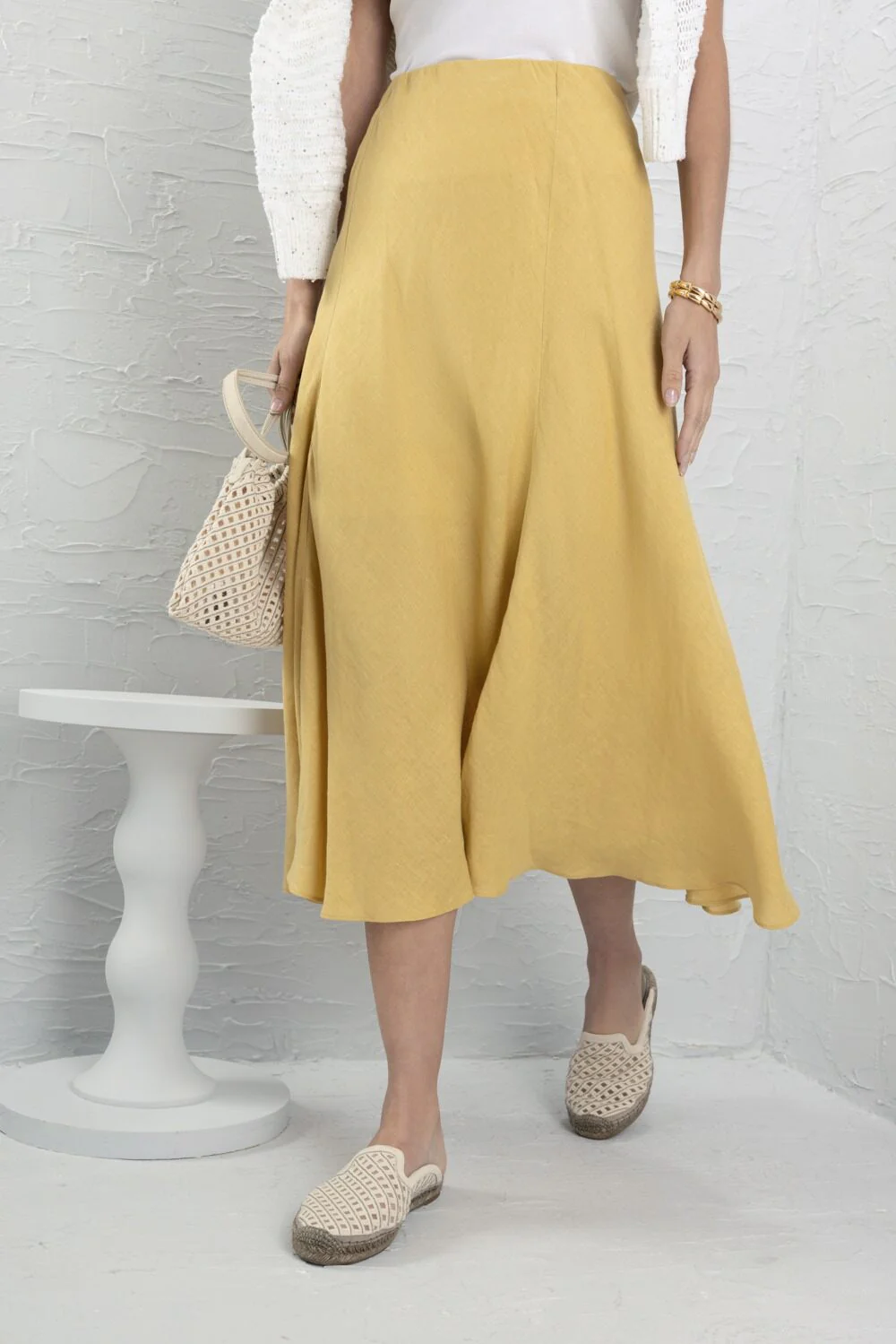 Fit And Flare Midi Skirt - Sun Yellow - Image 3