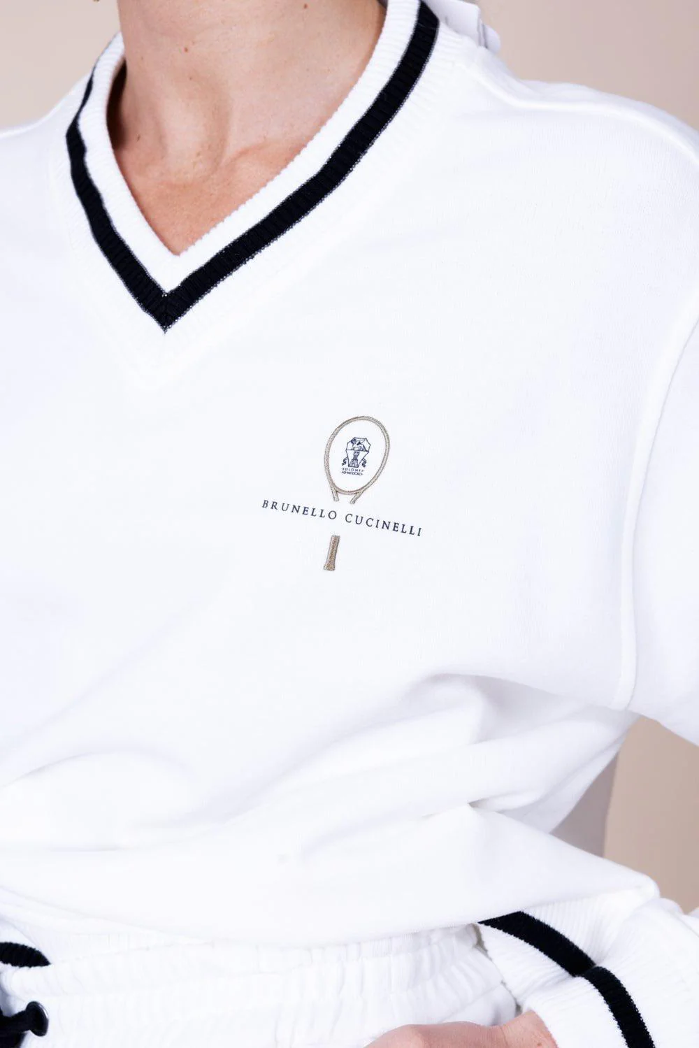 Logo Embroidered Vneck Pullover - Image 2